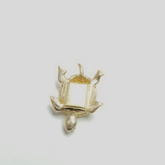 Vintage Little Gold Tone Turtle Slide Pendant, Add Chain, Retro Estate - Picture 3 of 5